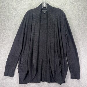 Barefoot Dreams Cardigan Sweater Womens Large Black CozyChic Lite Open Front